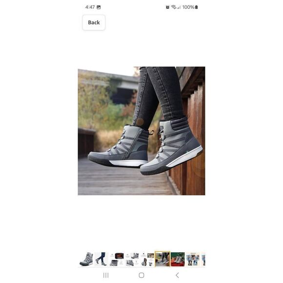 New 6 STQ Grey Winter Walking Boots Zip Lightweight Cozy Ankle Boots Booties NWT - Picture 6 of 10